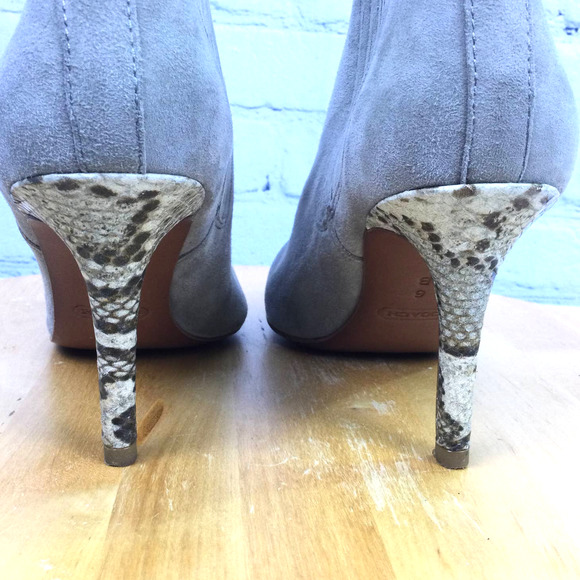 Coach Dovelyn Women's Snakeskin Heel Almond Toe Suede Pull On Ankle Bootie 6B - Picture 5 of 16